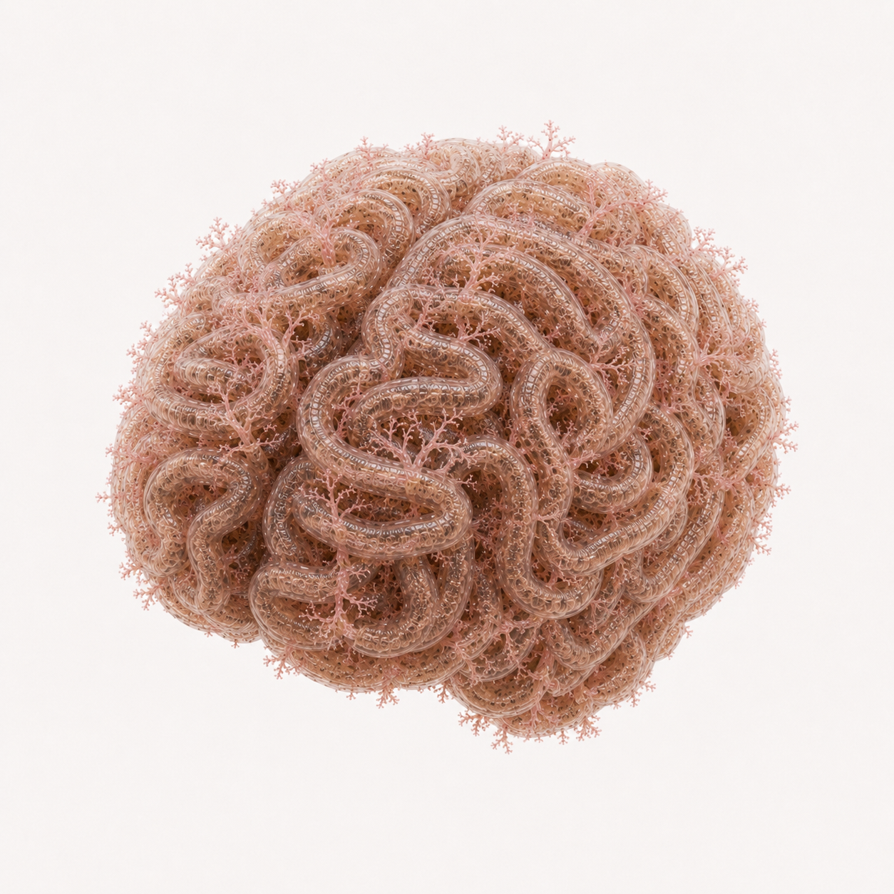 A mature brain-shaped collective formed from interwoven worms