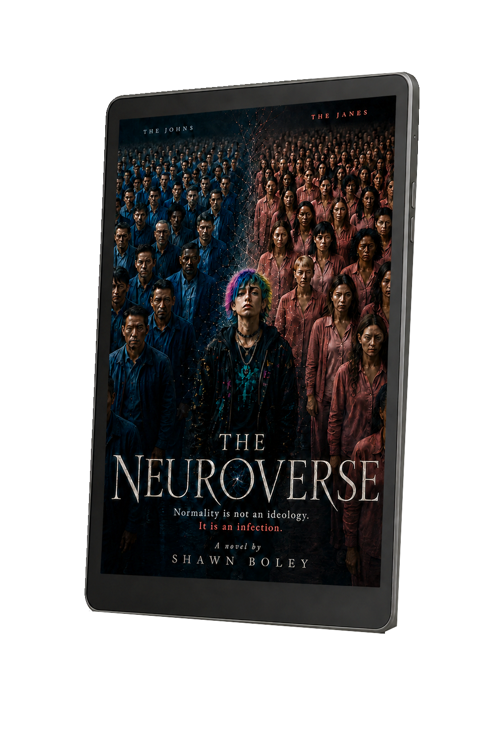 The Neuroverse ebook displayed on an e-reader in a three-quarter view.