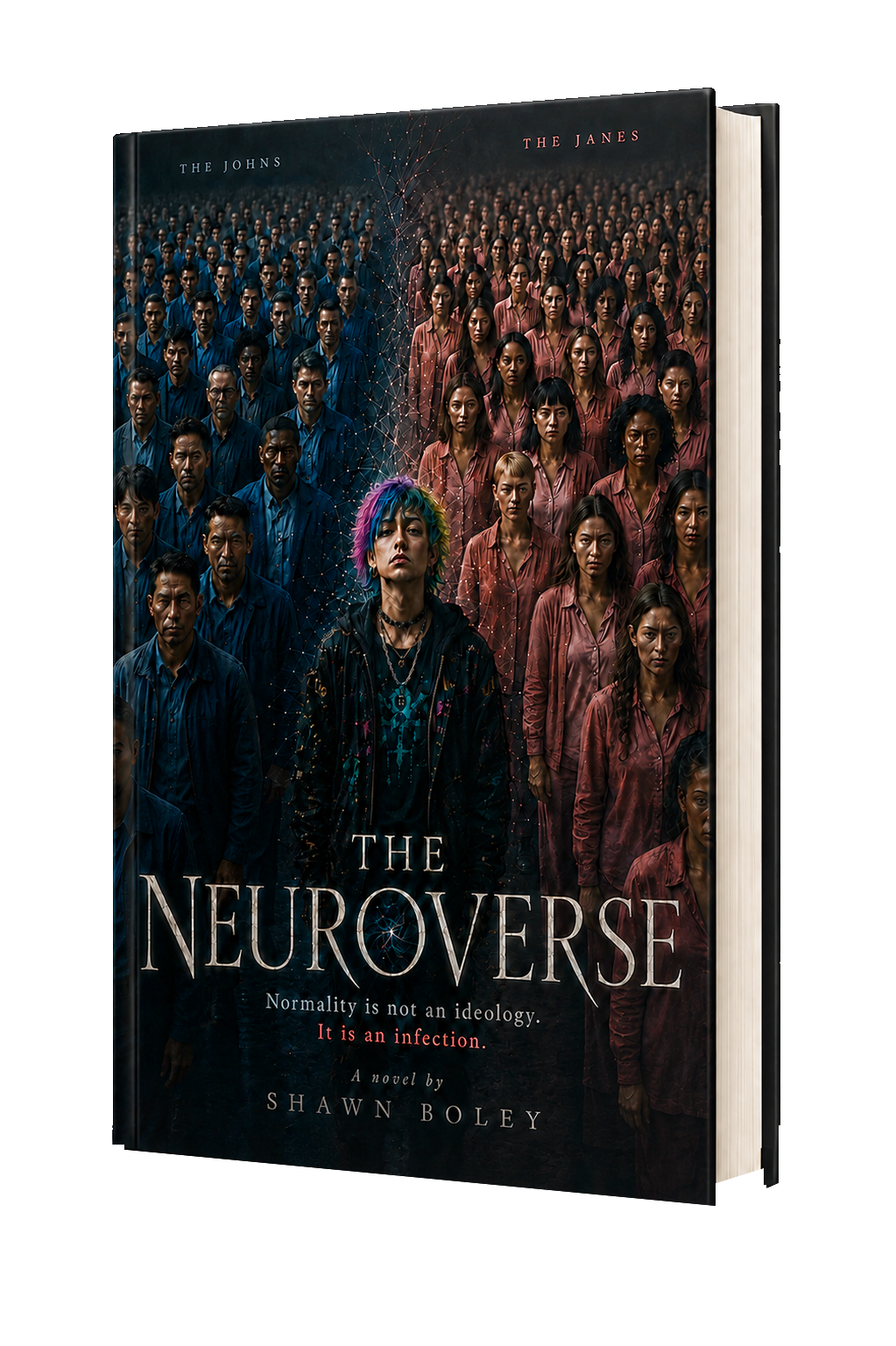 The Neuroverse unsigned hardback standing in a three-quarter view.